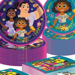 Two sets of 121 piece Encanto partyware